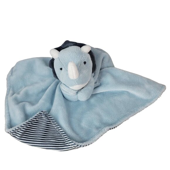 Carter's Lovey Hugging Dinosaur Triceratops Blue 12" Striped Gray Plush 2020 - Picture 1 of 11